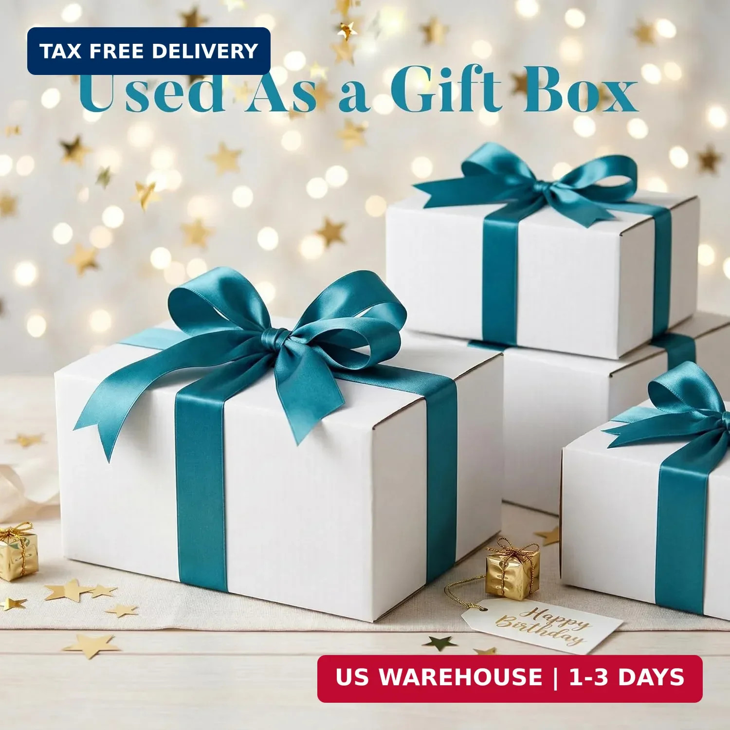 6 Pack Shipping Boxes 8x6x4 Inches, White Corrugated Cardboard Mailing Box for P