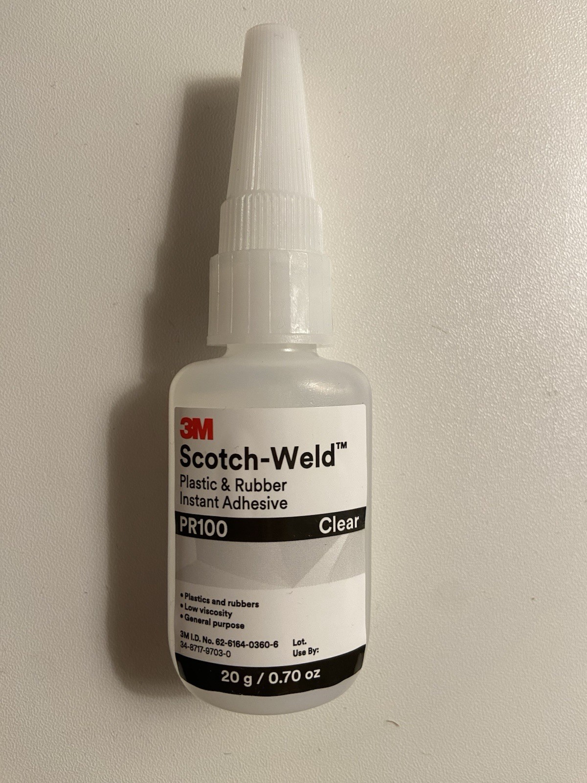 3M Scotch-Weld PR100 Instant Adhesive for Plastic & Rubber Clear 20g Exp 2027