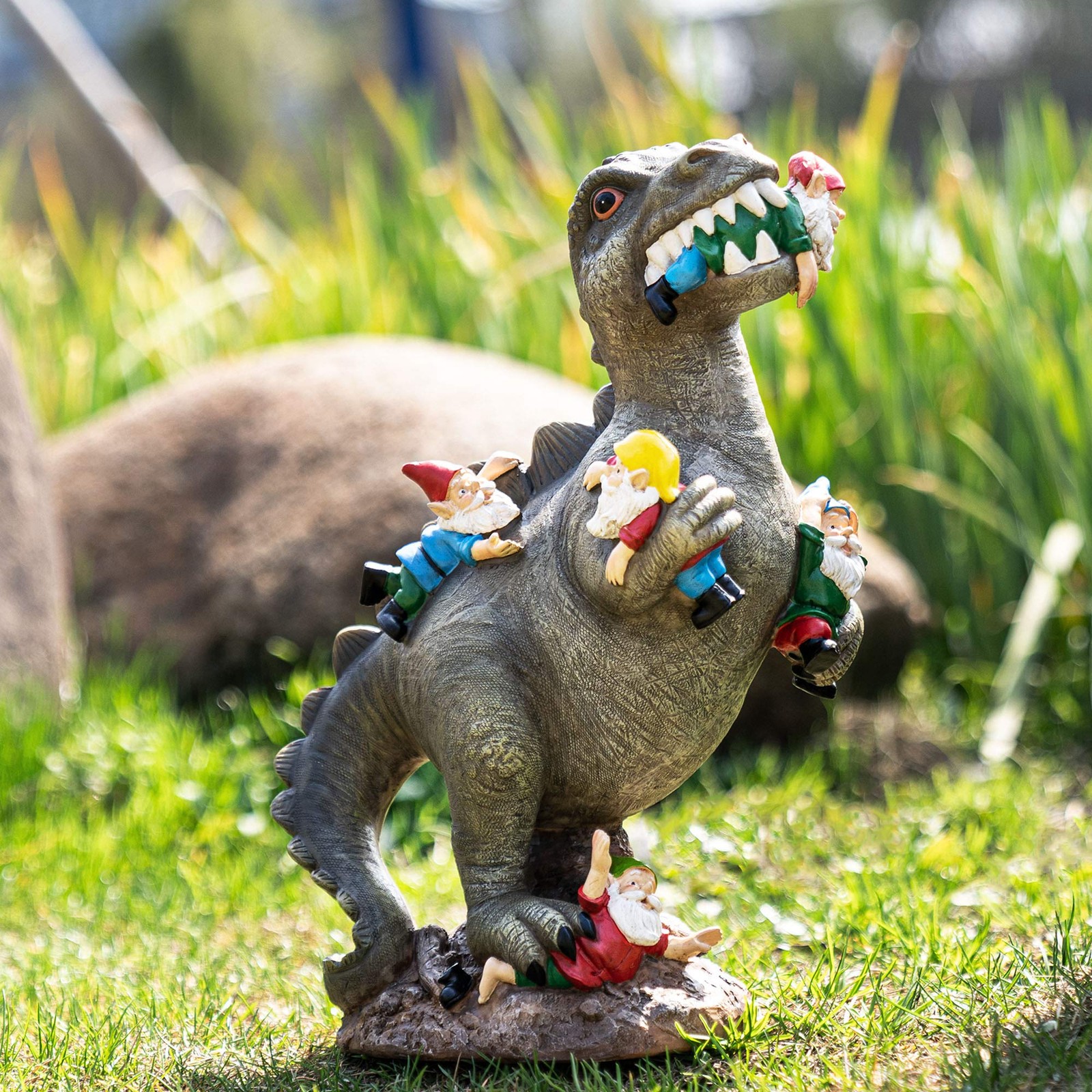 SOWSUN Garden Gnomes Statues Yard Decorations Outdoor Garden Decor, 14� Dinosaur