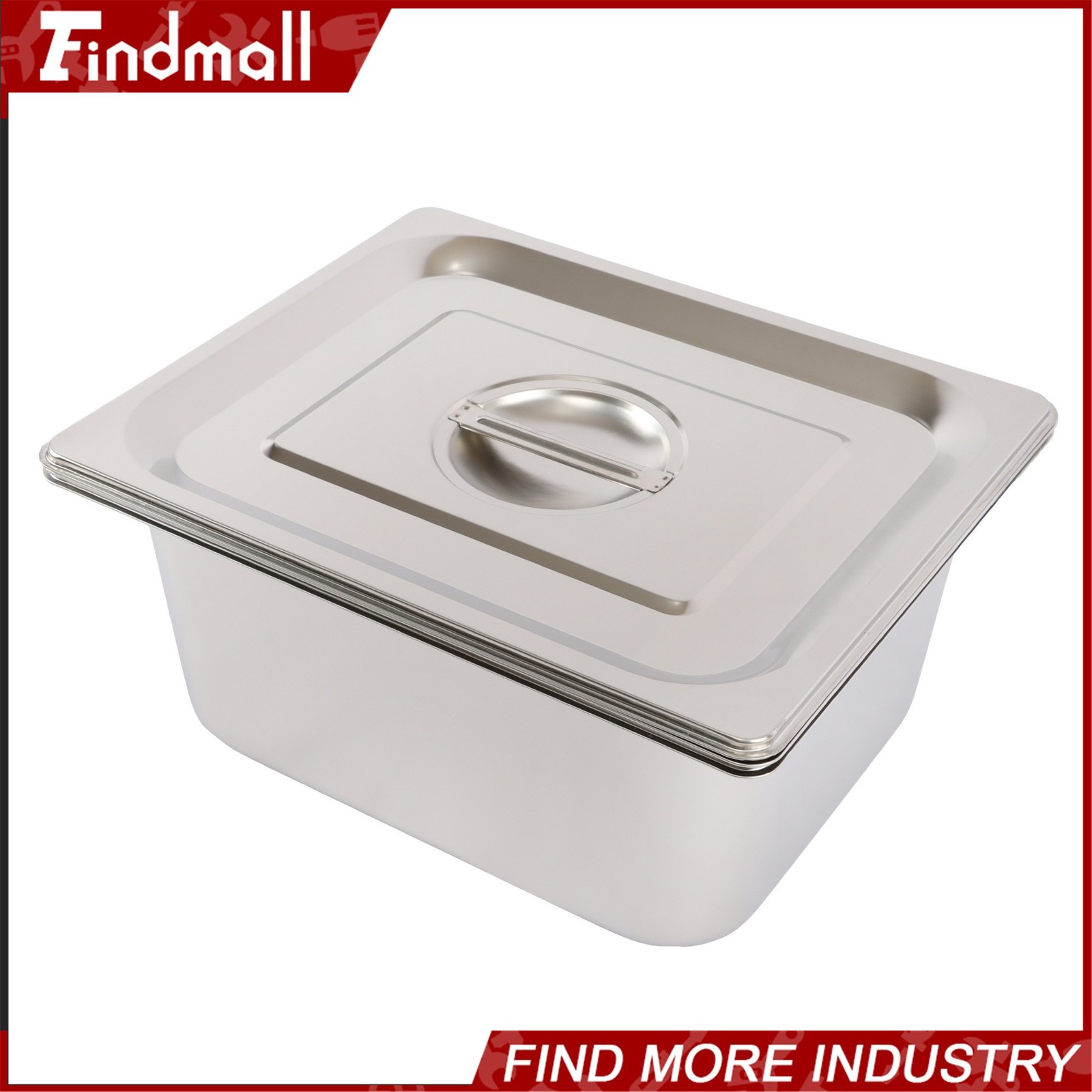 Findmall 2 Pack Hotel Pans 1/2 Size 6″ Deep Stainless Steel Steam Table with Lid