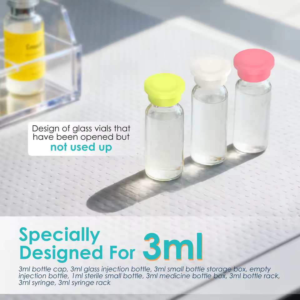 48 Pcs Vial Cap 3ml Glass Vial Leak Proof Evaporation Proof Silicone Seal Top
