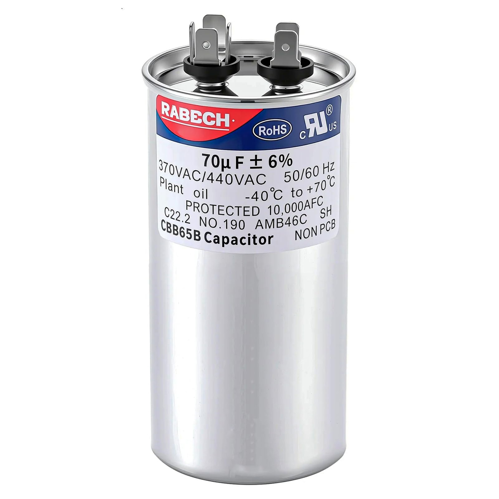 RABECH 70uF 70MFD CBB65B Run Start Round Capacitor 70 uF MFD 370V or