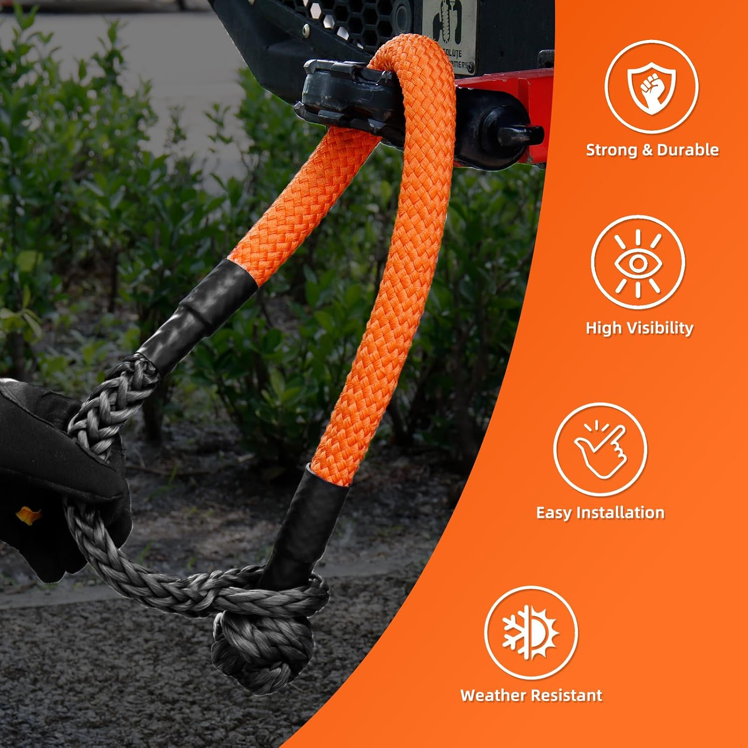 Large Synthetic Soft Shackle 1 Inch X 36 Inch Rope Shackle Recovery Kit (66000 L