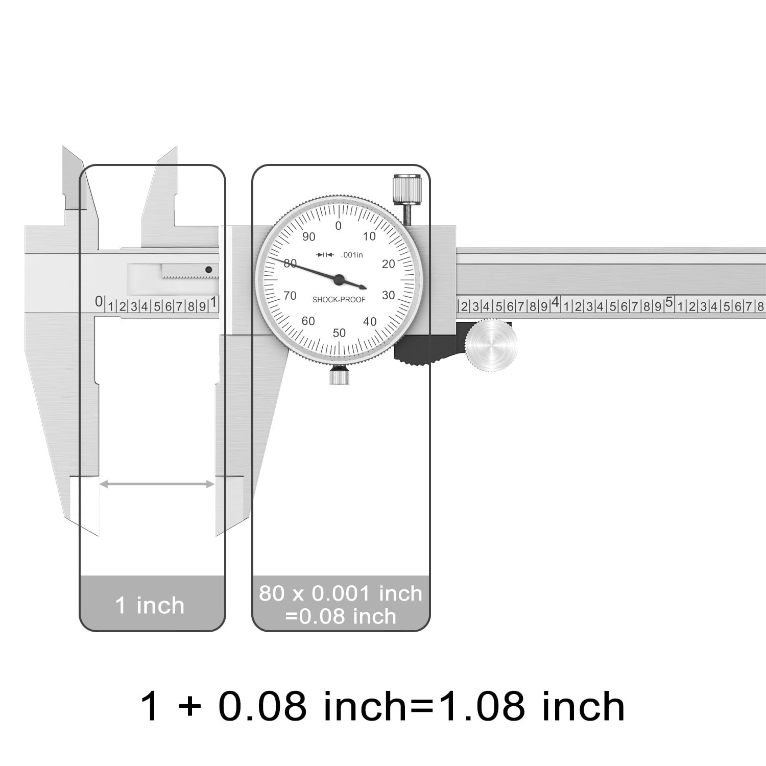 HDLNKAK Dial Caliper 0.001″ Micrometer 0.001″ Stainless Ruler 0-6″ 0-1″ Toolkit