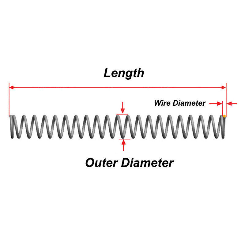 300mm Compression Spring, 2-35mm OD, 0.3-2.0mm Wire Dia – High Pressure Springs