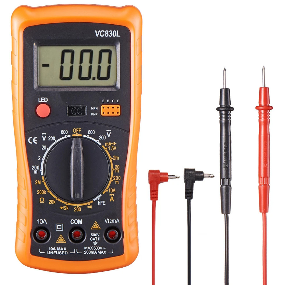 LCD Digital Multimeter Voltmeter Ammeter Ohmmeter Volt AC DC Tester Leads Meter