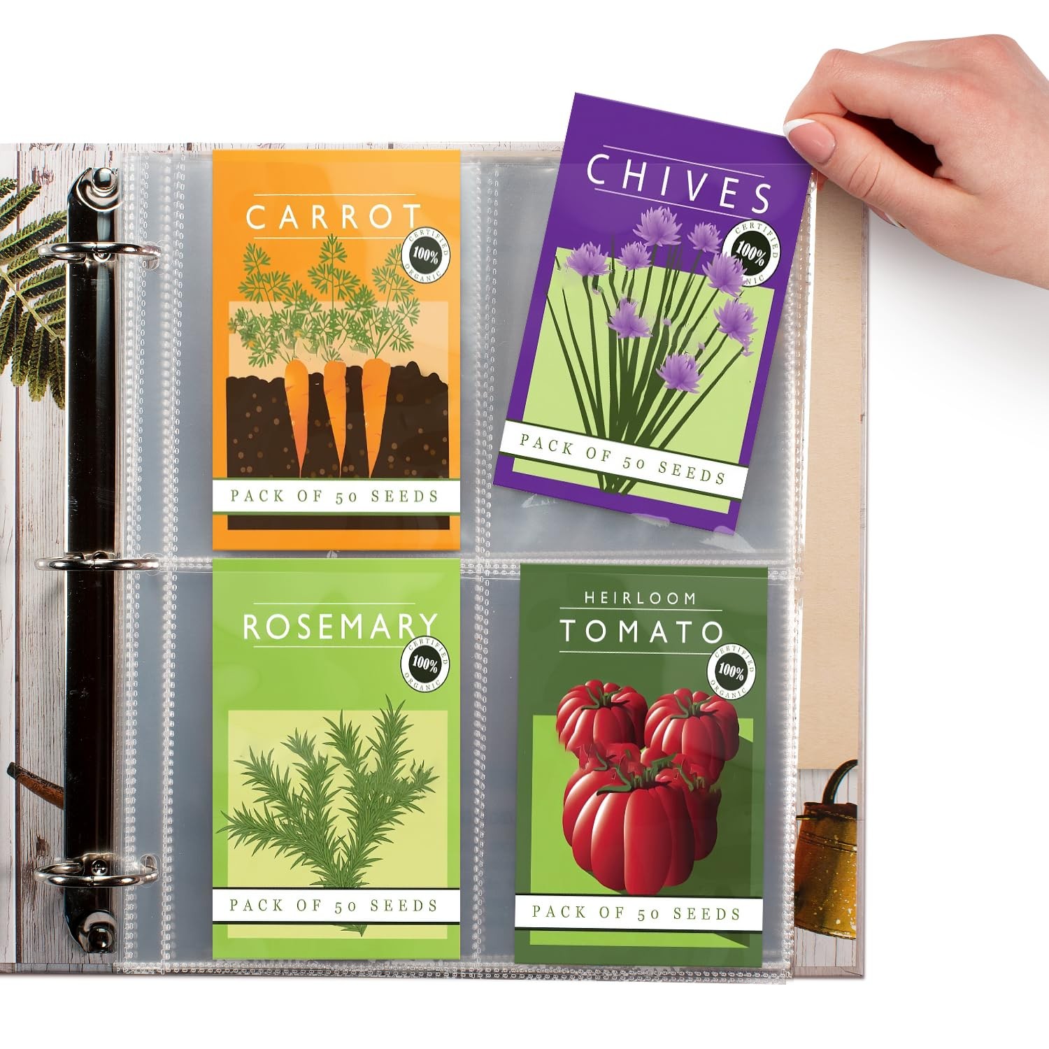 Seed Storage Organizer Sleeves (25 Pack) 4 Pocket Garden Seed Organizer, Slot…
