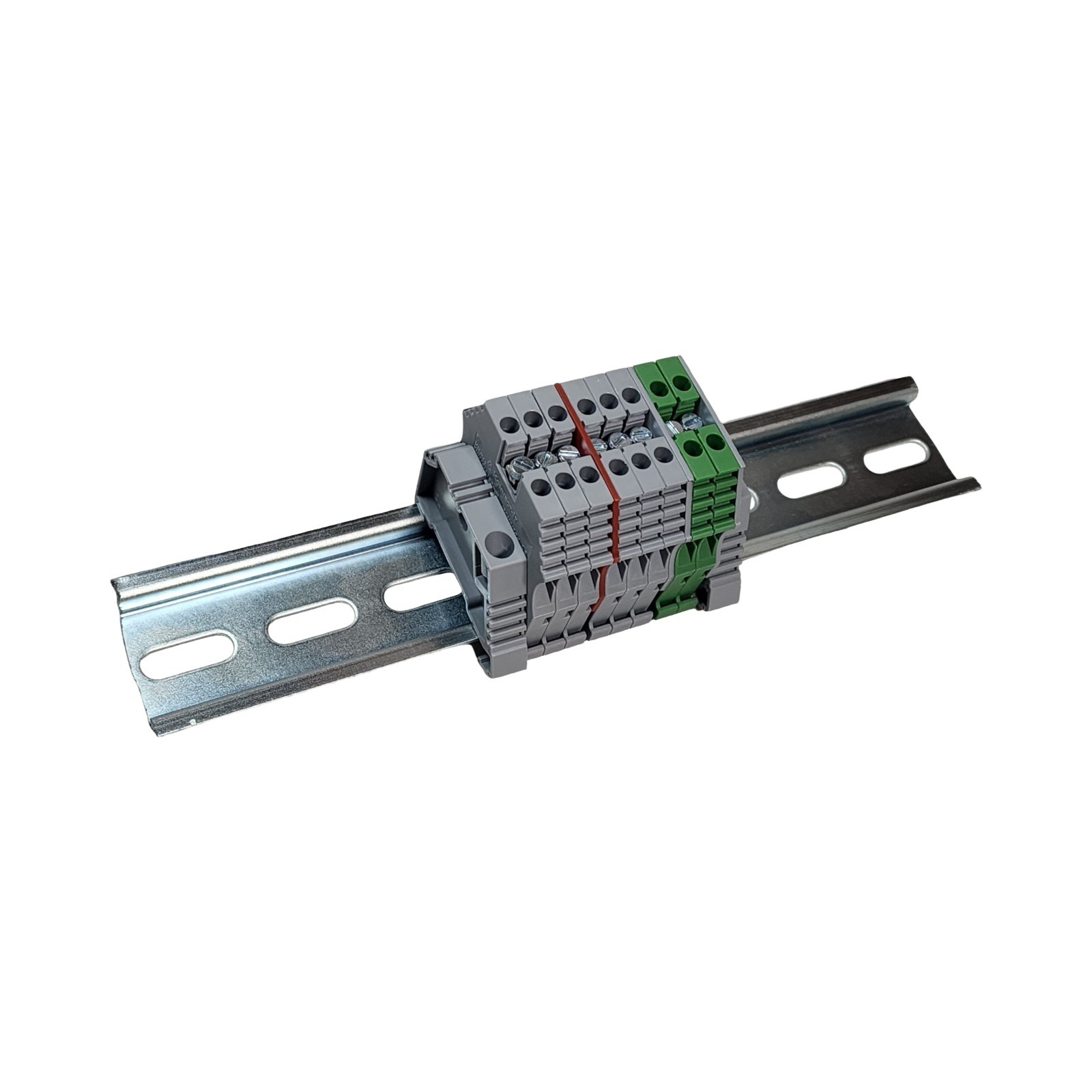 DIN Rail Power Distribution Terminal Block Kit 8-Pole 12-26 AWG 120V AC 20A CNC