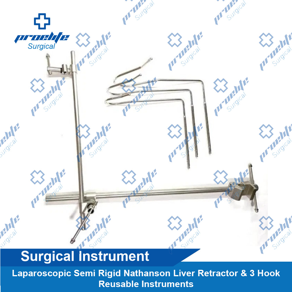 Laparoscopic Semi Rigid Nathanson Liver Retractor & 3 Hook Reusable Instruments