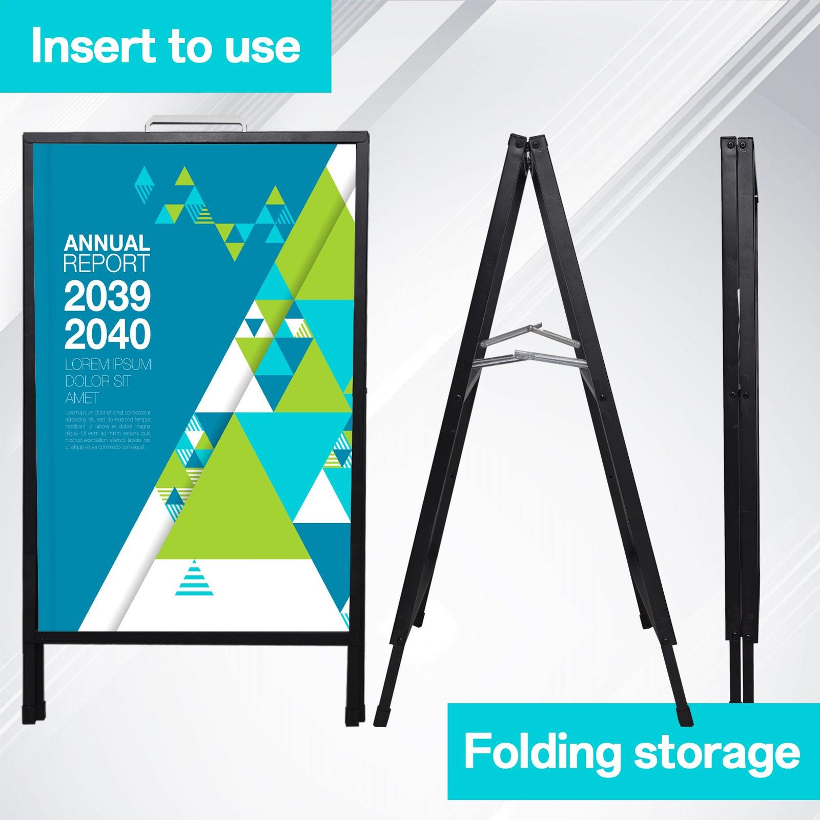 A Frame Sidewalk Sign 24 x 36 Inch Outdoor, Double-Sided Folding Sandwich Board