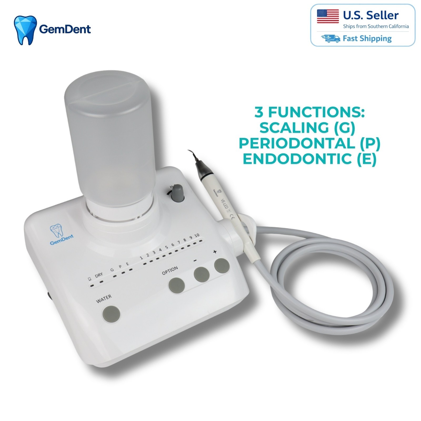 GemDent Ultrasonic Piezo Scaler EMS Compatible LED Dental Cavitron Unit