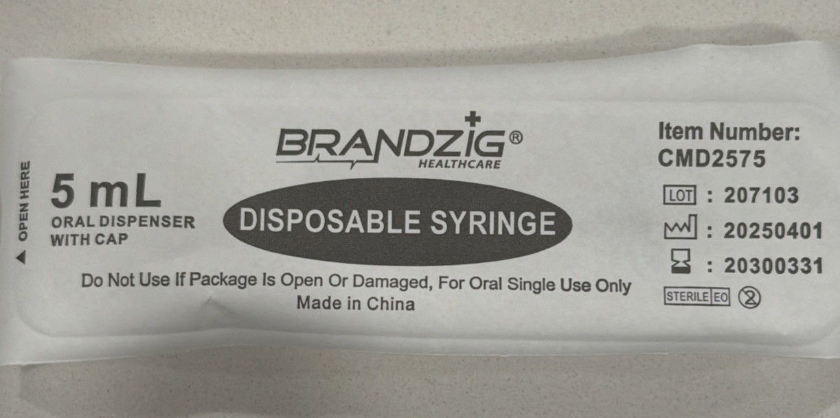 Brandzig 5ml Oral Syringe With Cap x12 Pieces. Sealed New