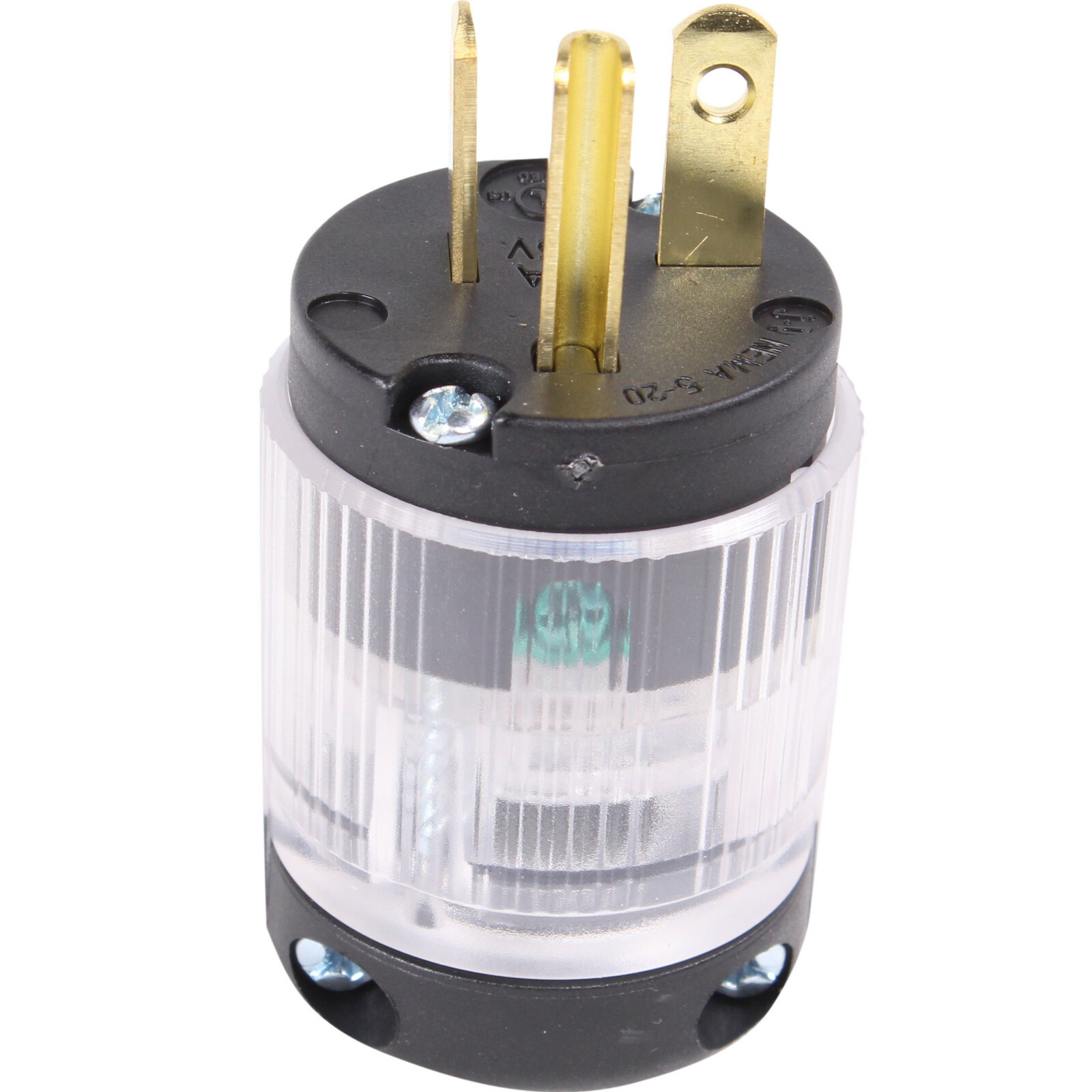 Lighted Male 520-PV-LIT Power Cord Repair 20 Amp 5-20P Straight Blade Plug 125V