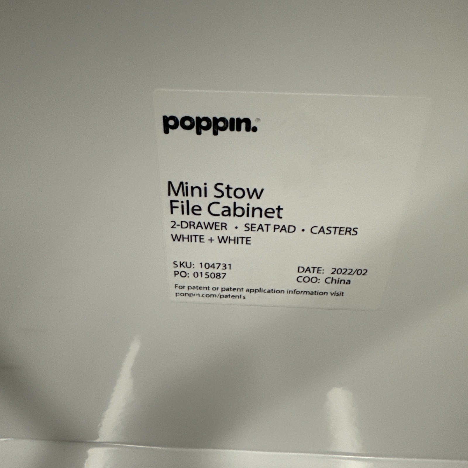 Poppin 2-Drawer Vertical File Cabinet With Casters 21.5H X 15.75W X 20D
