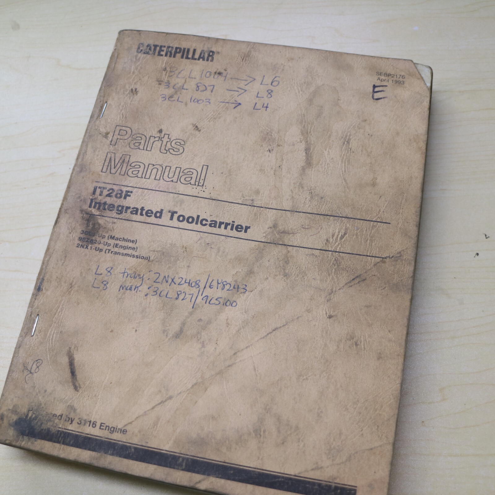 CAT Caterpillar IT28F Wheel Loader Toolcarrier Parts Manual Book 3CL SERIES LIST