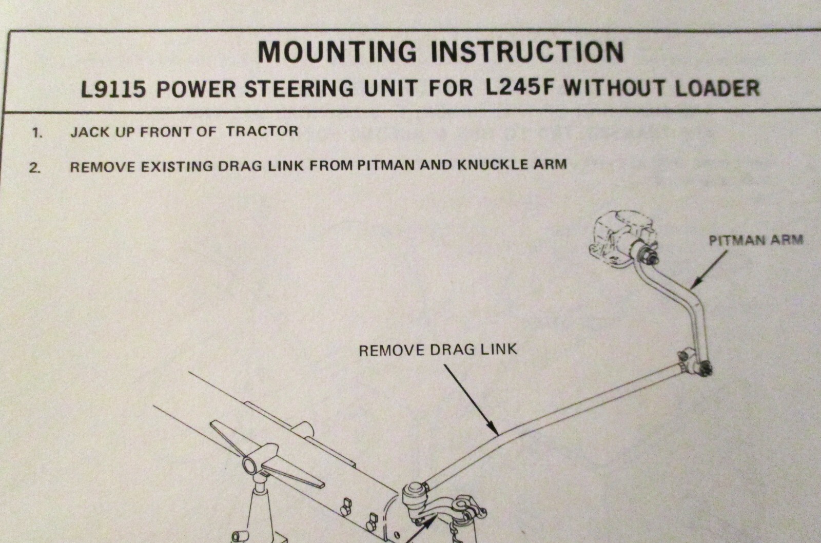 Kubota L9155 Power Steering Unit for L245F Tractor Parts Owners Operators Manual
