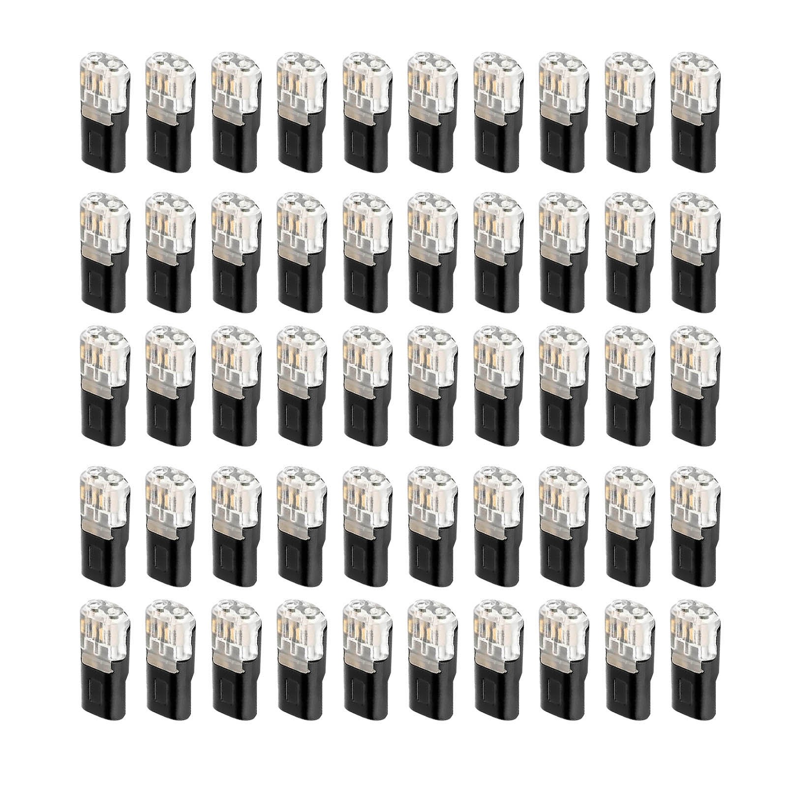 50pcs Black Polycarbonate Cable Connectors Plug in Type for 18-22 AWG with Lock