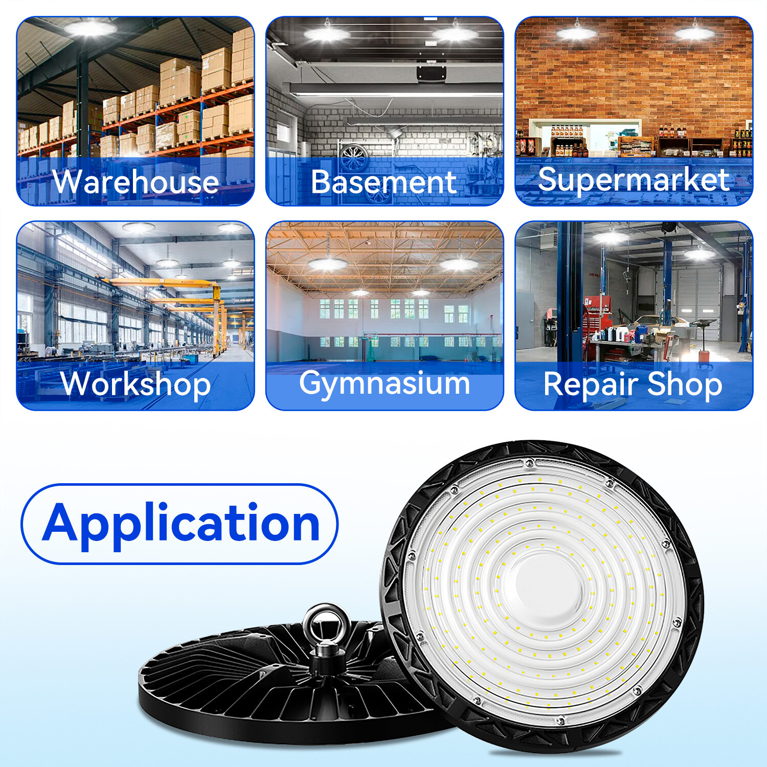 2Pcs 300W UFO LED High Bay Light Warehouse Gym Shop Led Commercial Light Fixture