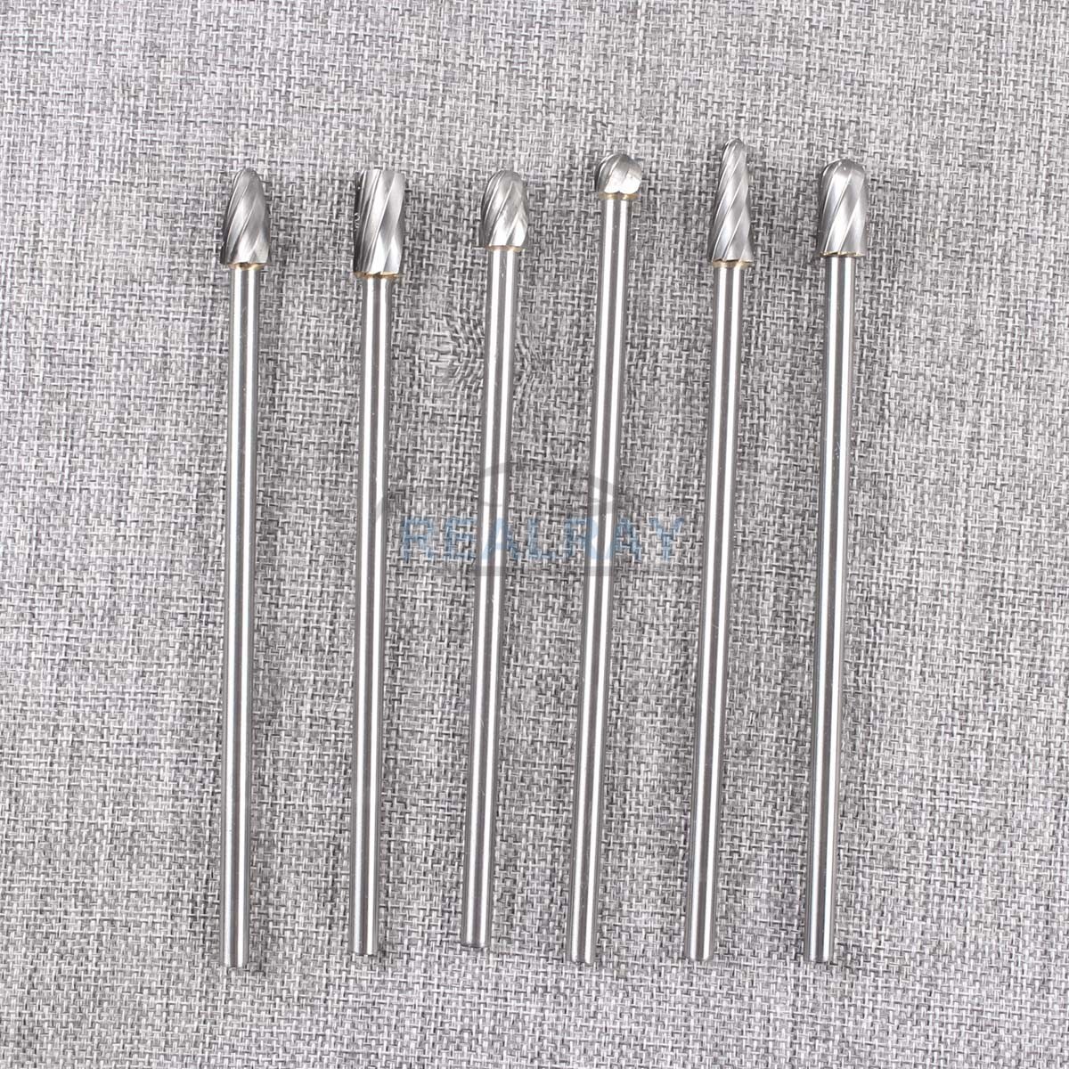 10mm Rotary Aluminum Cut Burr 6mm 1/4″ Shank 150mm Long Reach Carbide Burs 6pcs