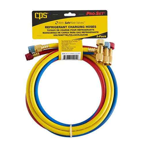 CPS Products HP5NG 3-Pack 5′ Premium Charging Hoses w/ SafeMate Valves