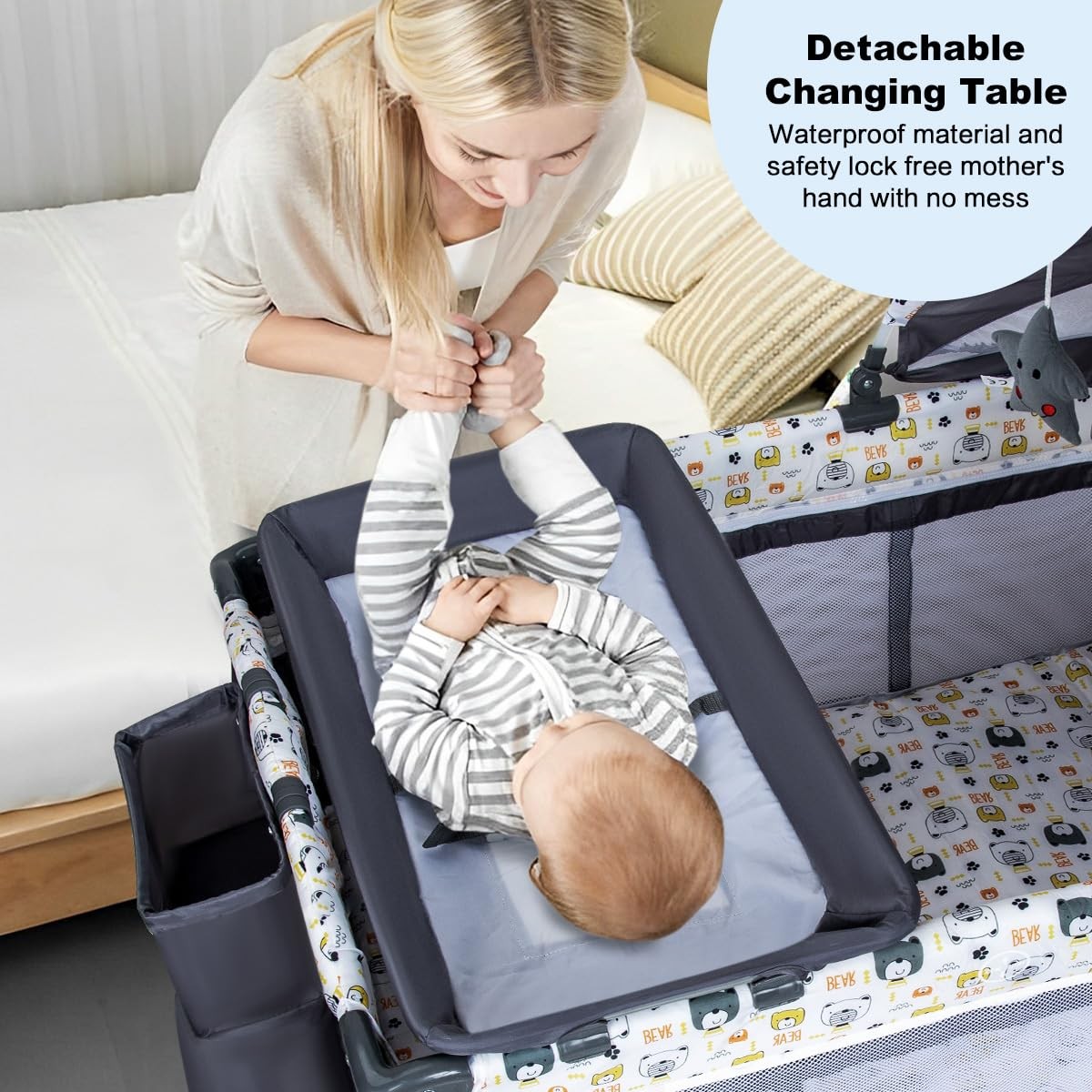 Anna Queen 4 In 1 Pack And Playportable Nursery Center Baby Playard Bassinet