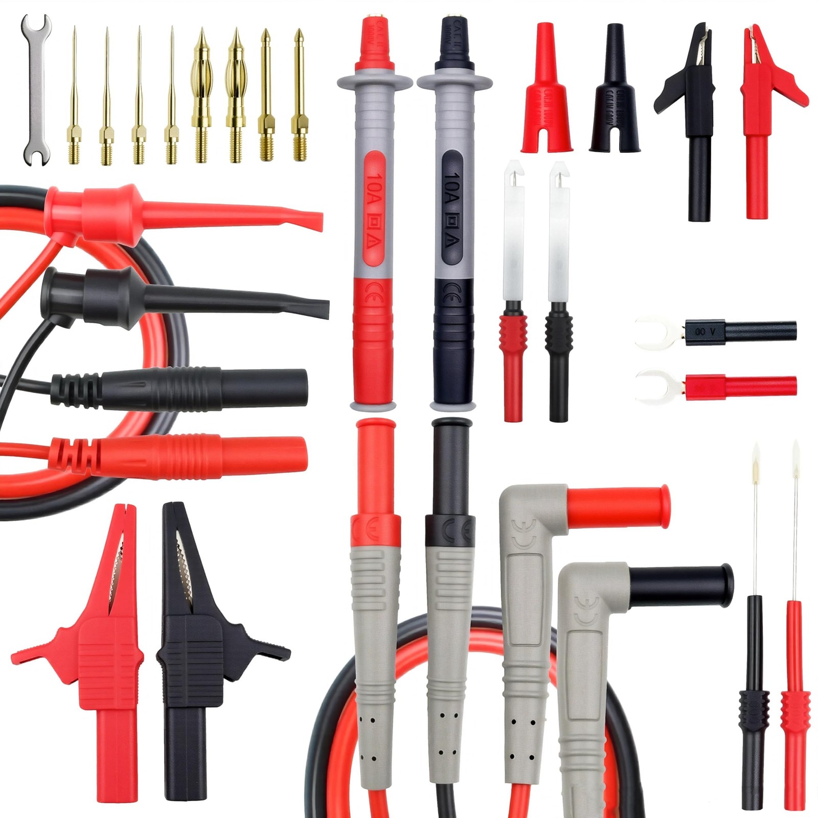 28 Pcs Multimeter Test Leads Kit with Gold-Plated Probes, Alligator Clips, Te…