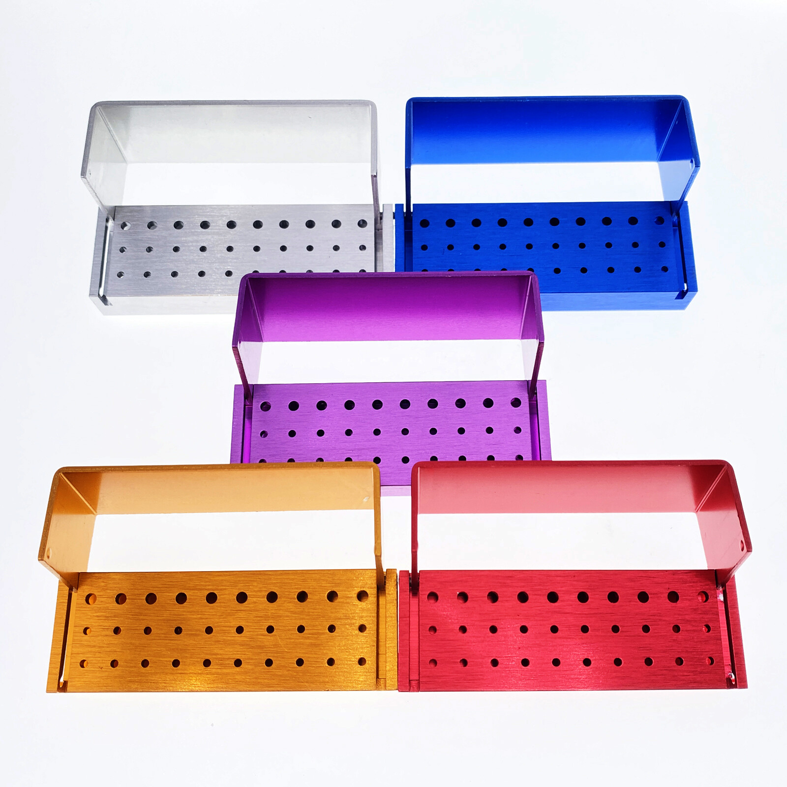Dental Bur Burs Holder Block Disinfection Box Aluminium Autoclave 30 Holes FDA
