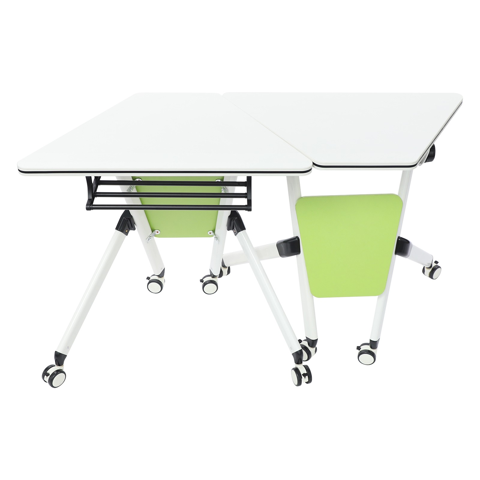 Modern Modular Folding Conference Table, Flip Top Training Desk with Wheels