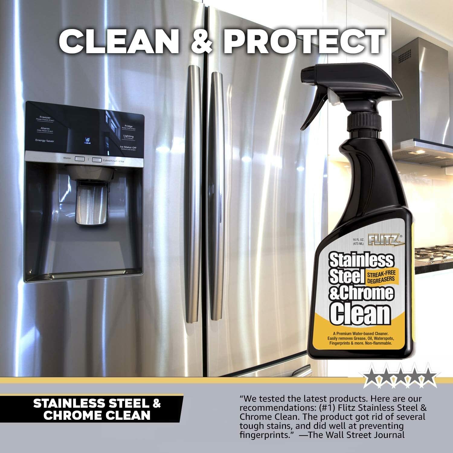FLITZ Stainless Steel & Chrome Cleaner 32oz/946ml Spray Bottle (See Video)