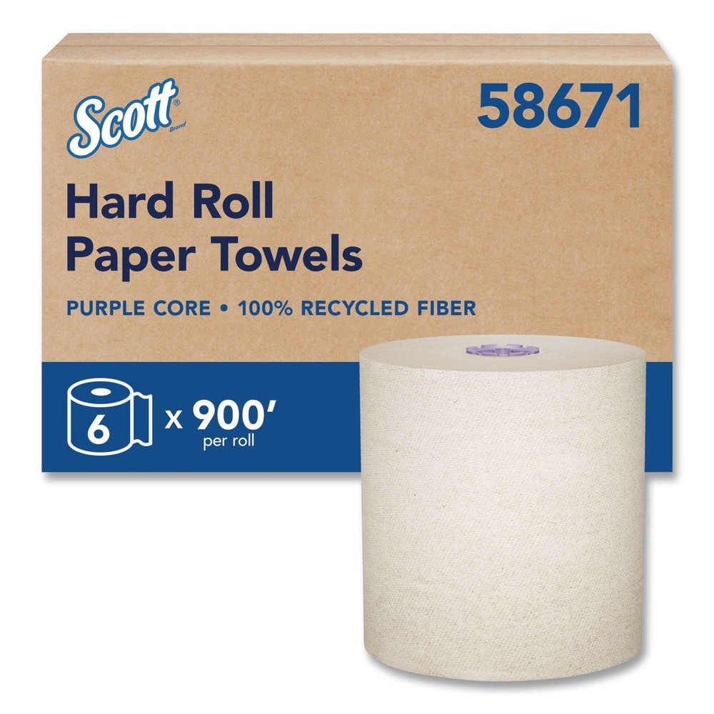 Scott 58671CT 8″ x 900′ 1-Ply Recycled Hard Roll Paper Towels – Brown (6/CT) New