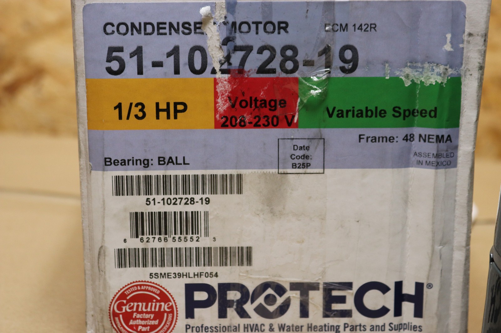 Genteq ECM 142R Rotor 5SME39HLHF054 208-230V 1/3HP 1.6A 1Ph 3.5A 830RPM