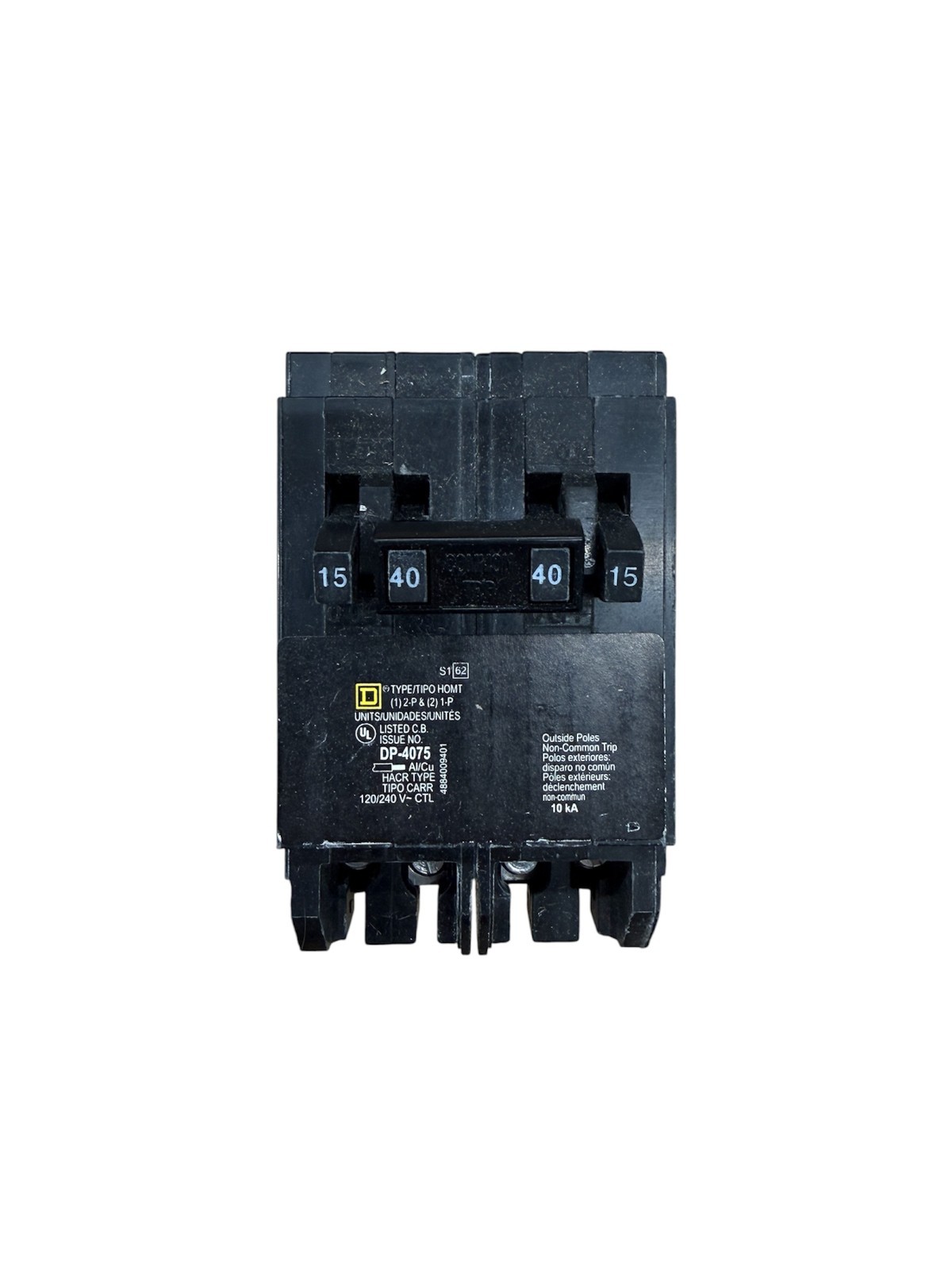 Square D Homeline HOMT1515240 Quad Tandem Breaker Two 1-Pole One 2-Pole 15A/40A