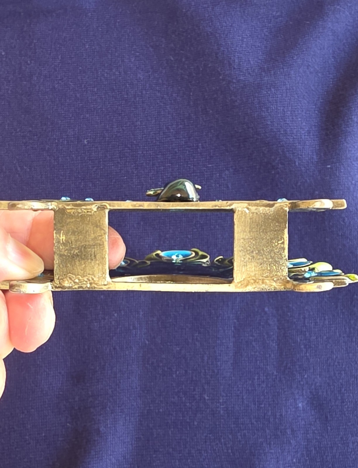 Cracker Barrel Peacock Letter Holder / Mail Organizer – Jeweled Enamel Metal Des