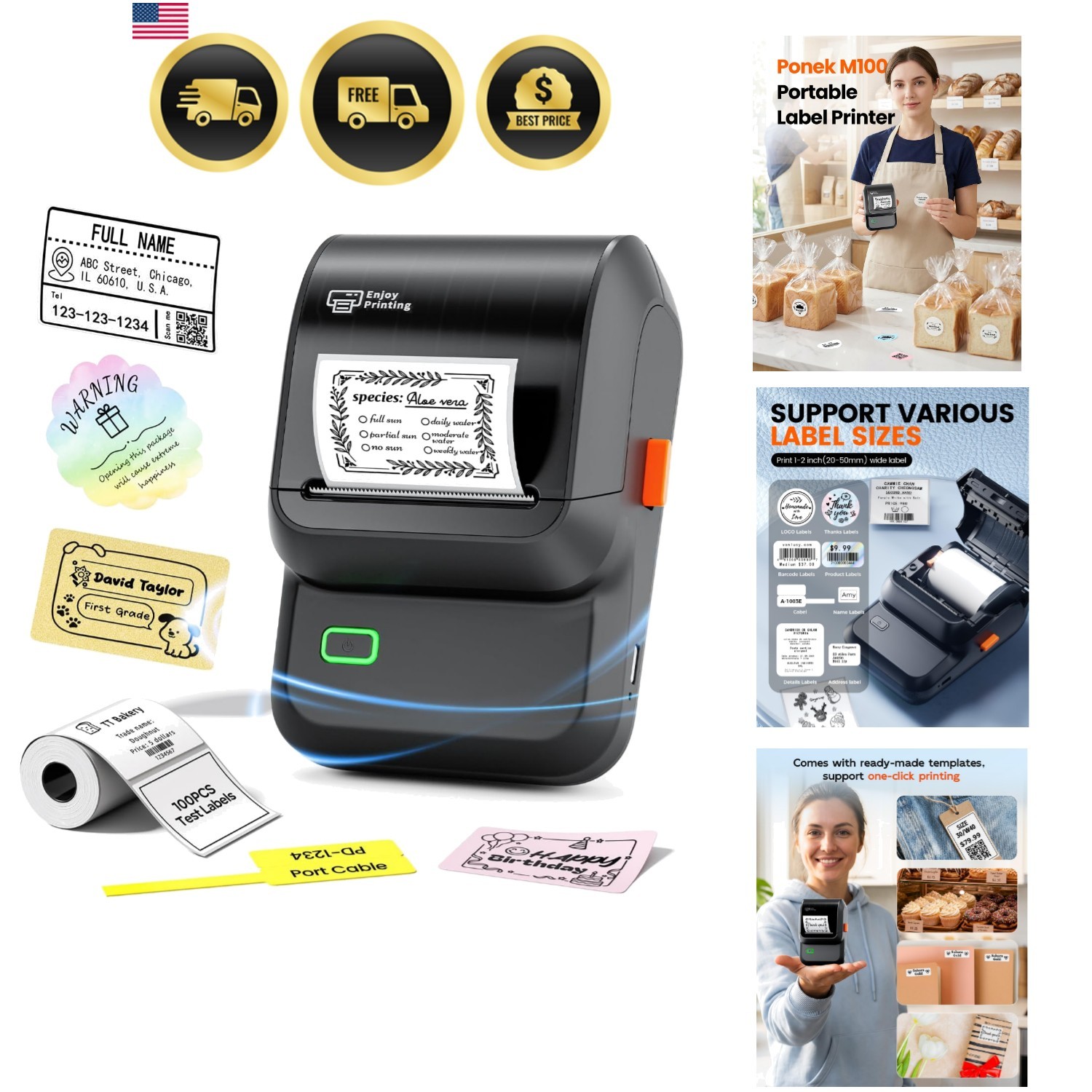 Label Maker Machine with Tape, M100 Address Barcode Label Printer, Versatile …