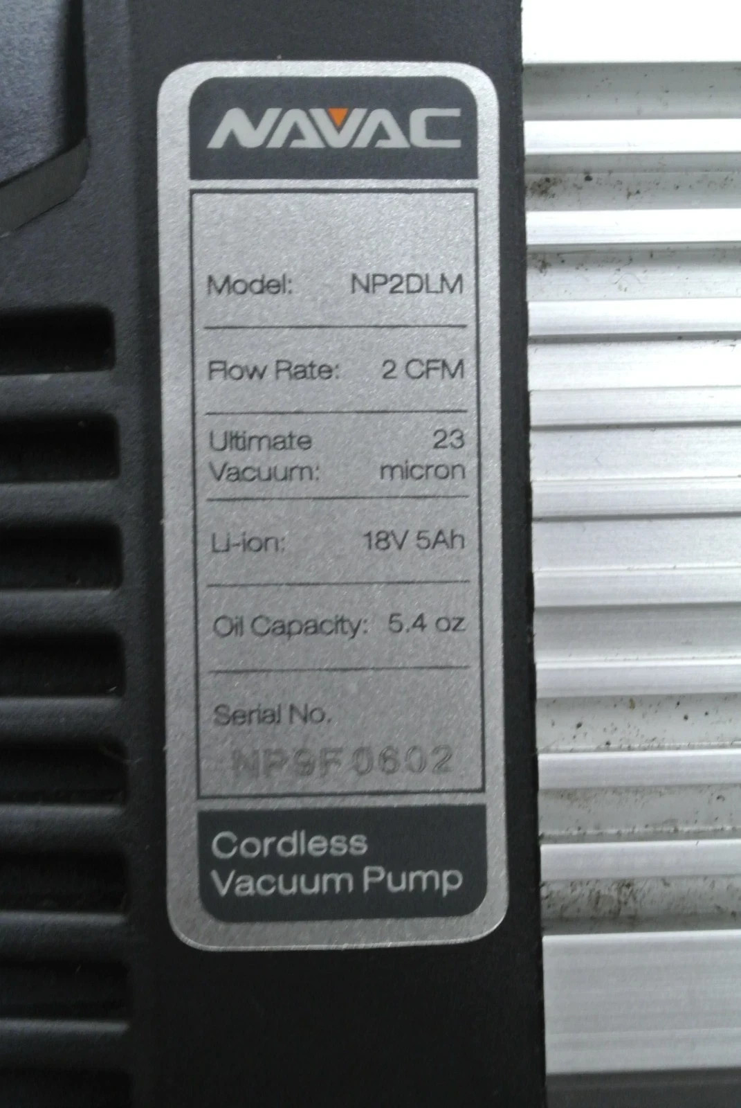 NAVAC NP2DLM 2 CFM Cordless BreakFree Vacuum Pump w/ Battery A2L Compatible