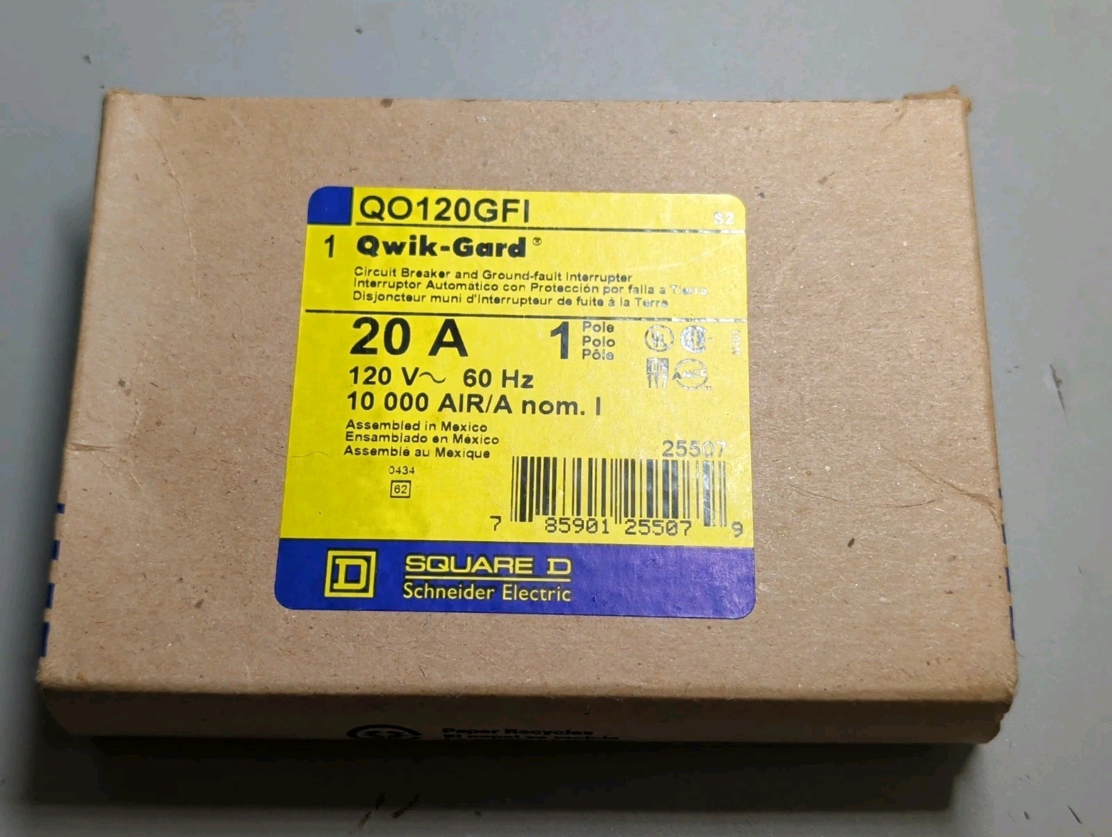 QO120GFI 20a Square D Circuit Breaker NOS w Instuctions
