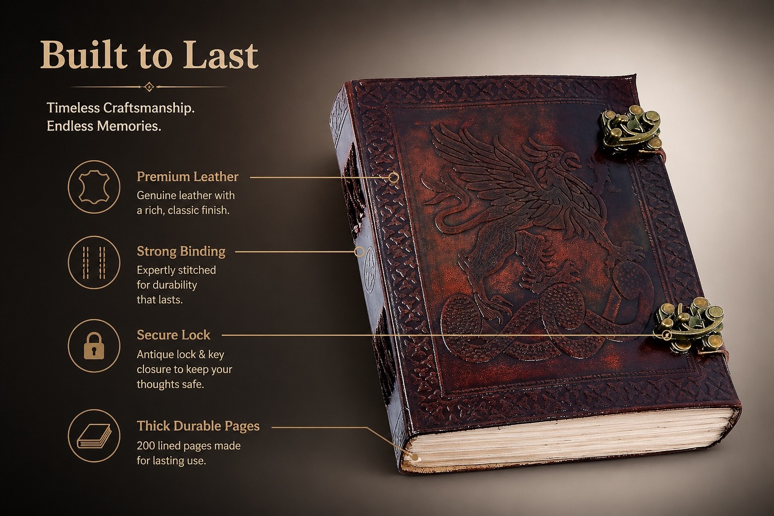 Dragon Embossed Leather Journal 6×8 Handmade Vintage Notebook 200 Lined Pages