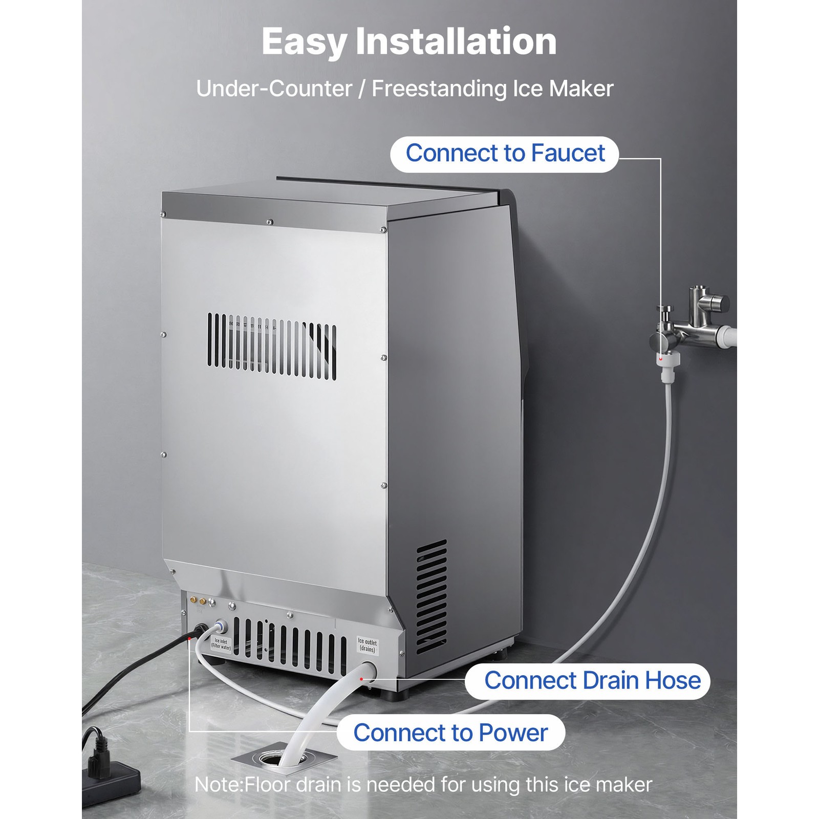 Uimoso 80lbs/24H Commercial Ice Maker with 13 lbs Storage for Bar or Restaurant
