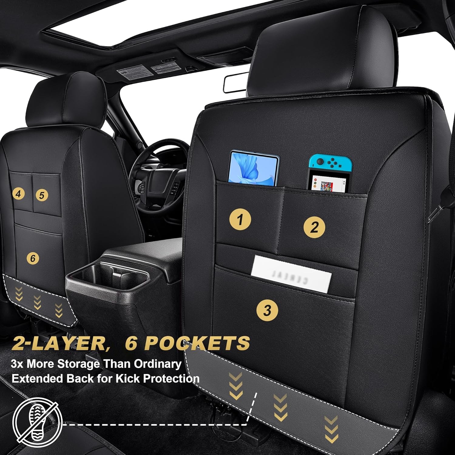 For Toyota Tacoma: 2005-2025 2026 Truck Set Car Seat Covers Synthetic Leather