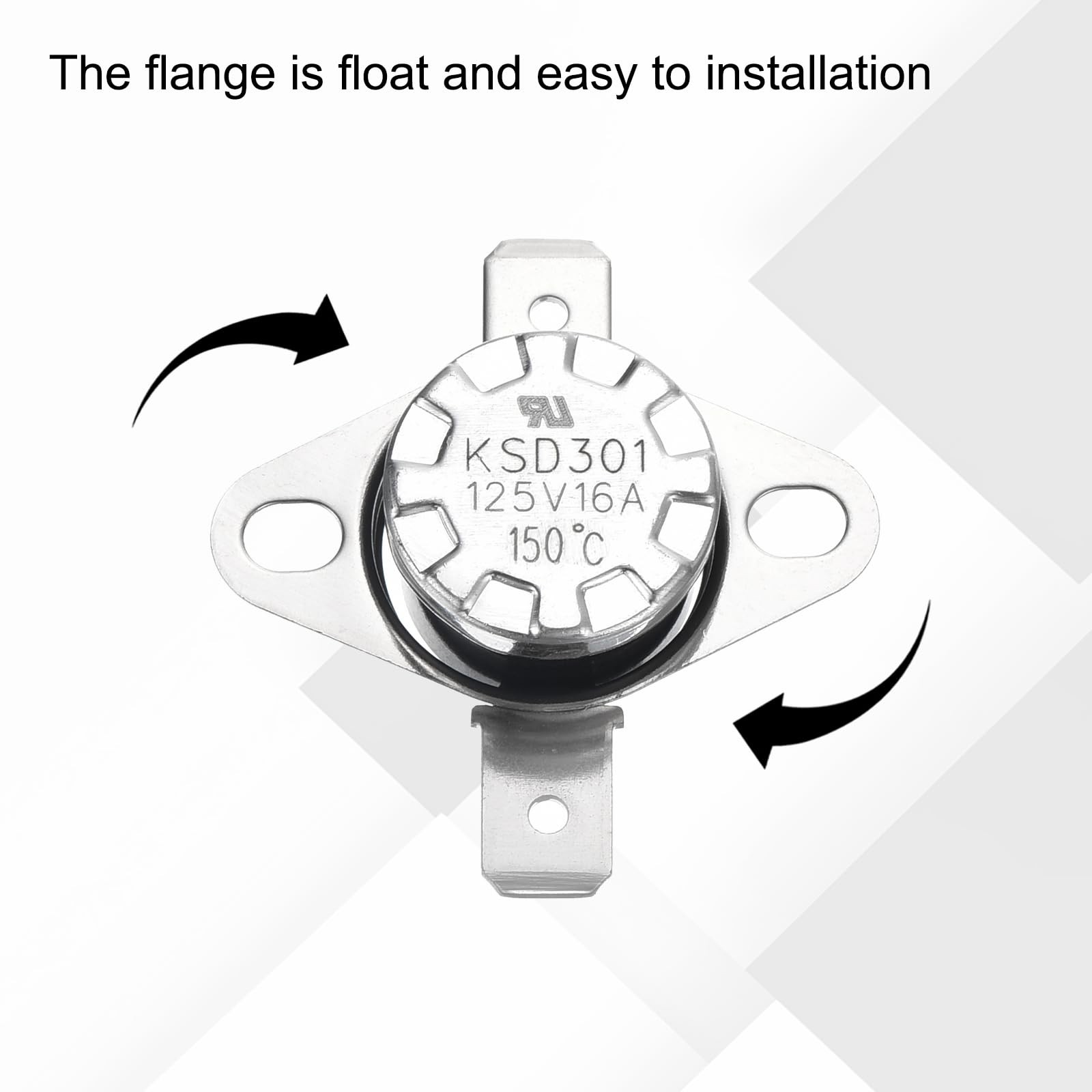 uxcell 2pcs KSD301 Thermostat 150°C/302°F 16A Normally Closed N.C Silver