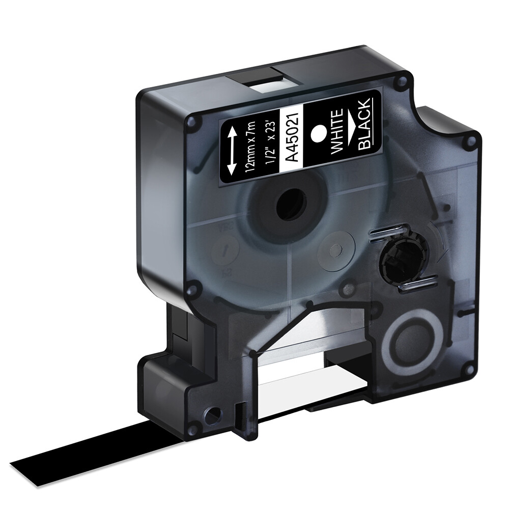 5 Pack 45021 White on Black Label Tape For DYMO D1 LabelManager 1/2″ x 23‘ 12mm