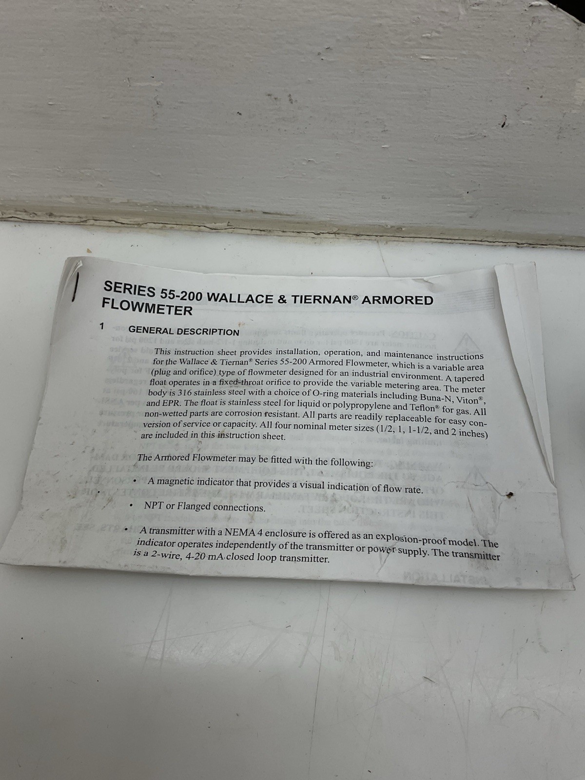 Siemens 1” Stainless 55-200 Wallace Tiernan Flowmeter 5520M02114XUXUX NEW