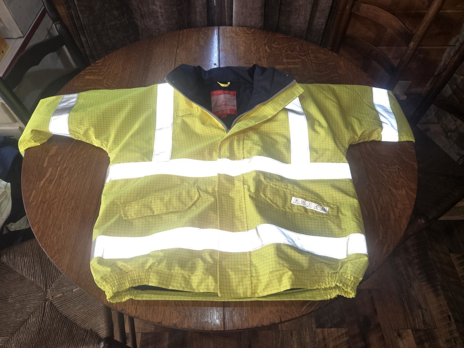 Portwest Biz Flame Anti Static Flame Resistant Hi Visibility Rain Jacket Large