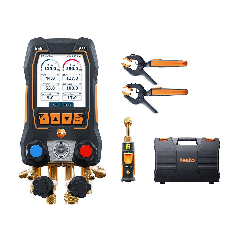 Testo 558s KIT 4-Valve Digital Manifold Kit with Temp./Vacuum Probes