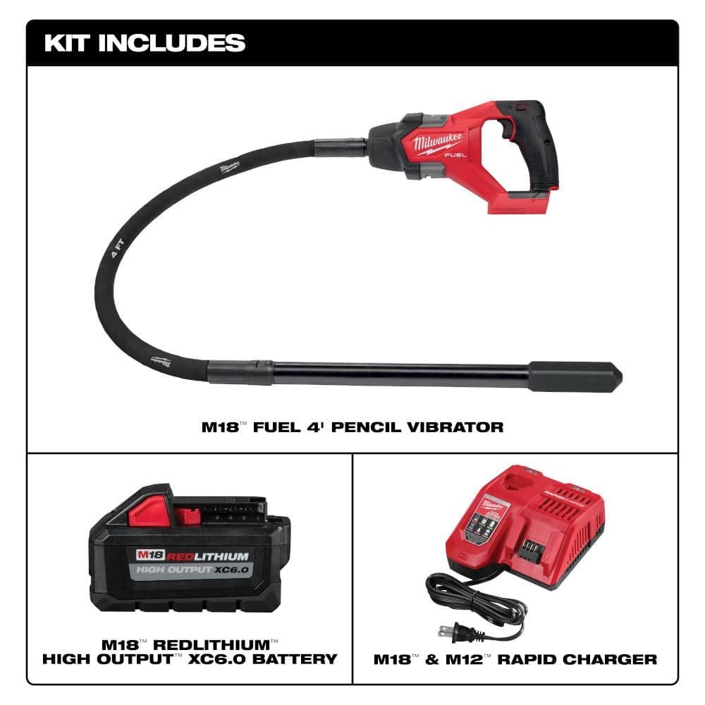 Milwaukee M18 FUEL 18V Lithium-Ion Brushless 4 ft. Concrete Vibrator w/ Battery