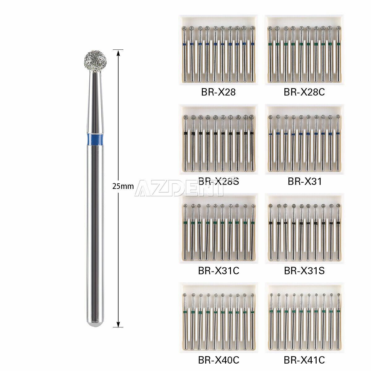 Dental Diamond Burs FG XL Ball Round 25mm High Speed Medium/Coarse/Super Coarse