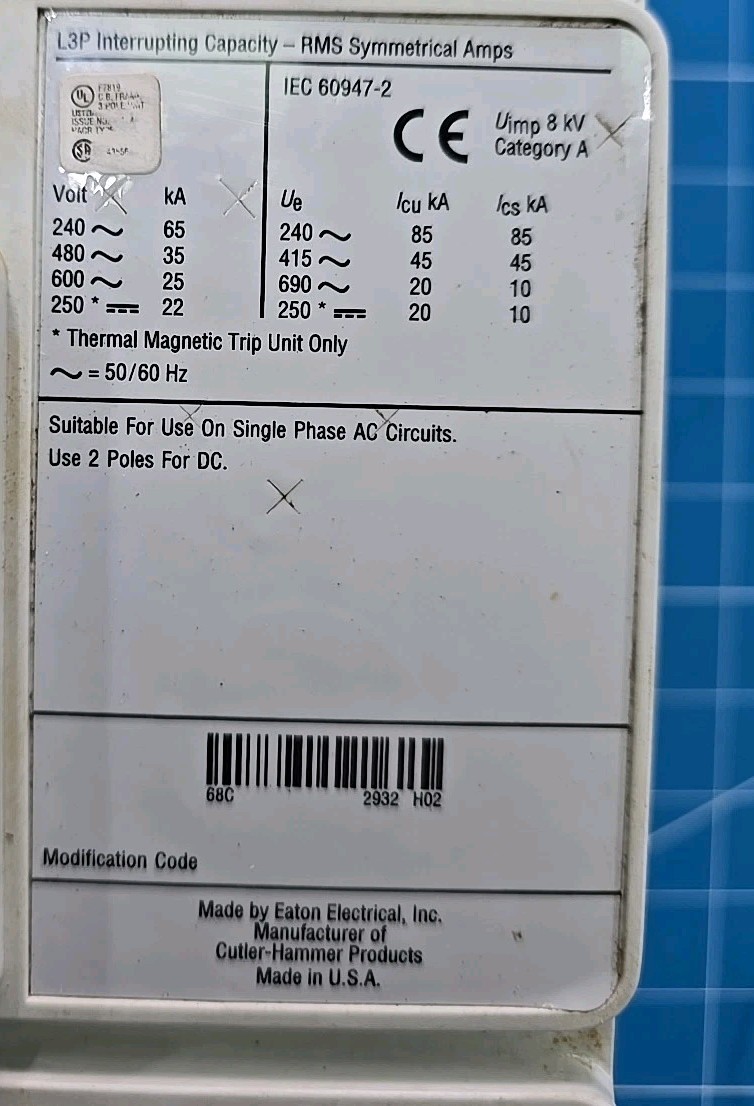Automation Direct Industrial Circuit Breaker L3P 35k 400 Amp Cat LT3400T