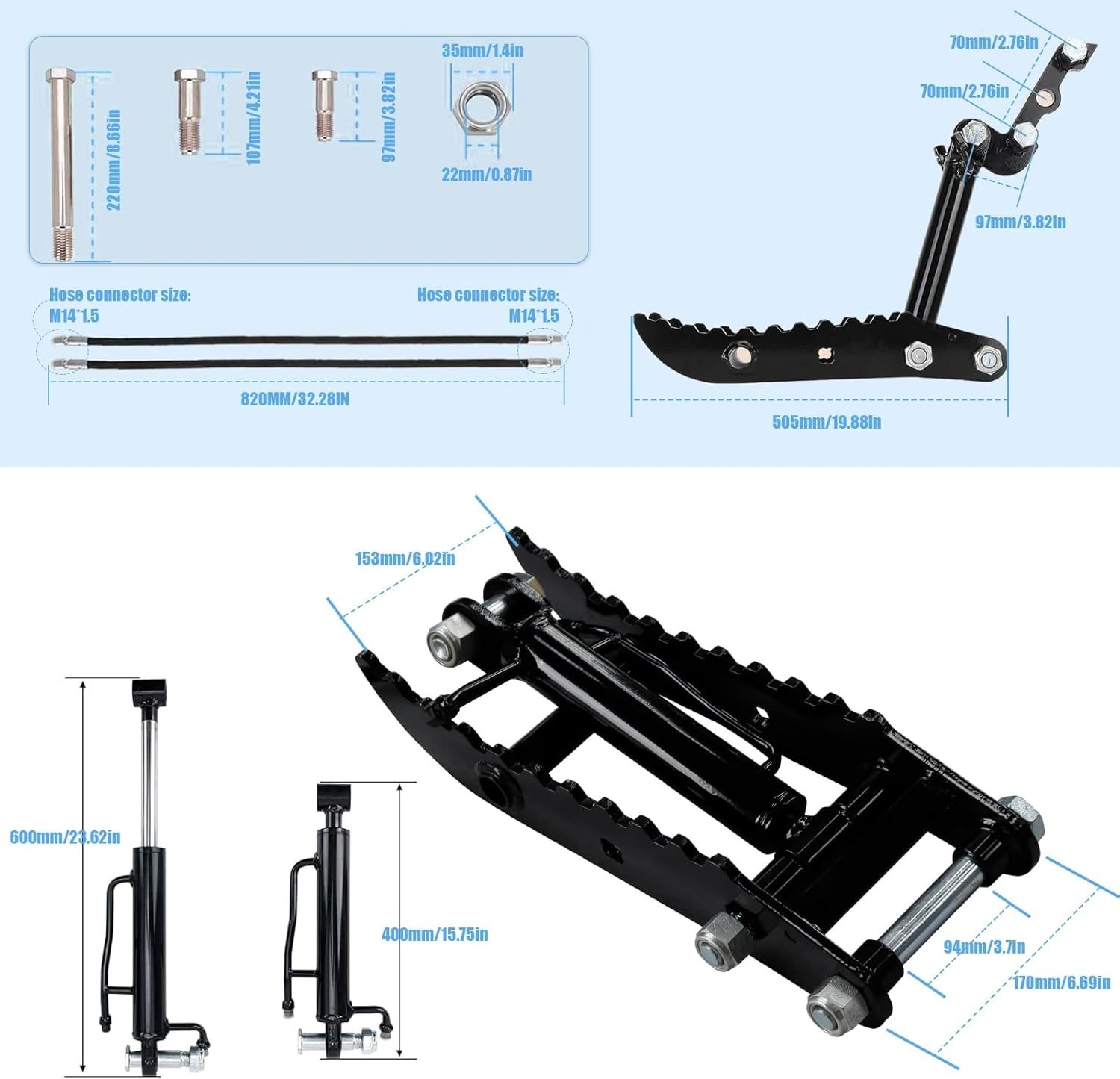 3-Hole Hydraulic Thumb Attachment for Mini Excavator with 25mm Pin Quick Install