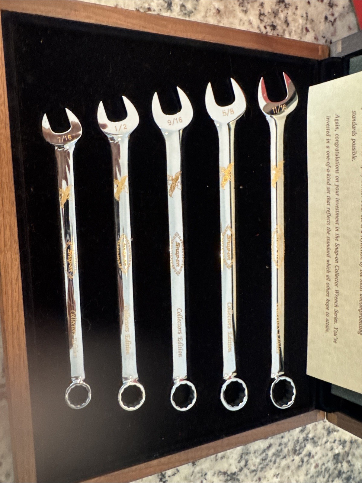 Snap On Tools Collectors Edition Standard Wrench Set 24k Gold Letters