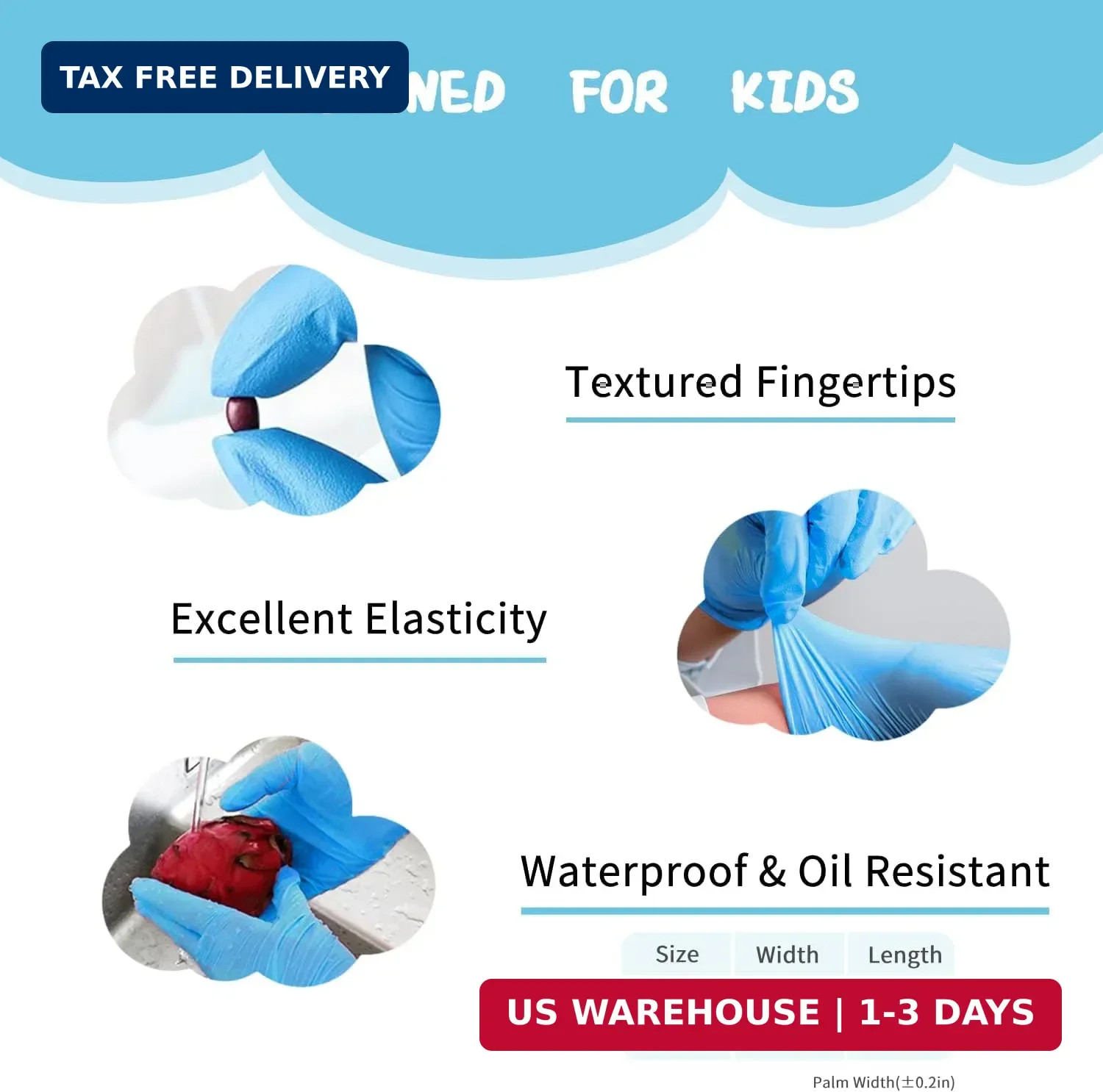 PROMEDIX P Kids Gloves Disposable for 6-10 Years,100PCS Nitrile Gloves for Craft